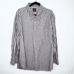 Tailorbyrd Mens Long Sleeve Dress Shirt 2XL Gray Striped Floral Contrast